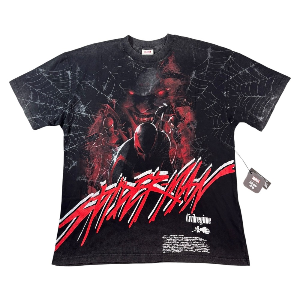 Civil Regime x Marvel Spider-Man Collab Graphic T-Shirt Mens Large NWT Black